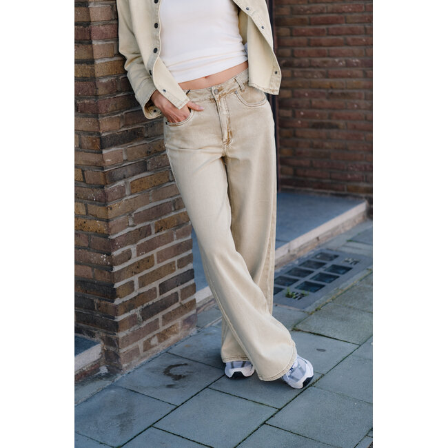 NIELLE HIGH WIDE JEANS Brown Rice