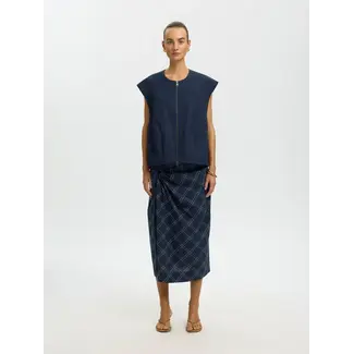 Selected Femme DELIA MIDI SKIRT Dark Sapphire