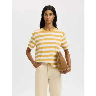 Selected Femme ESSENTIAL STRIPED BOXY TEE Ochre