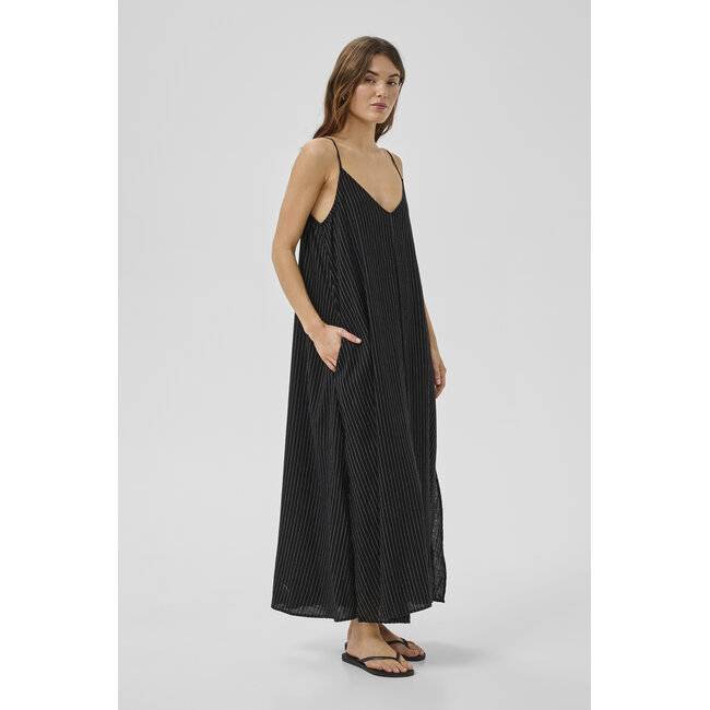 JANNIE STRAP DRESS Black w. Oatmeal