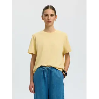 Selected Femme ESSENTIAL BOXY TEE Italian Straw
