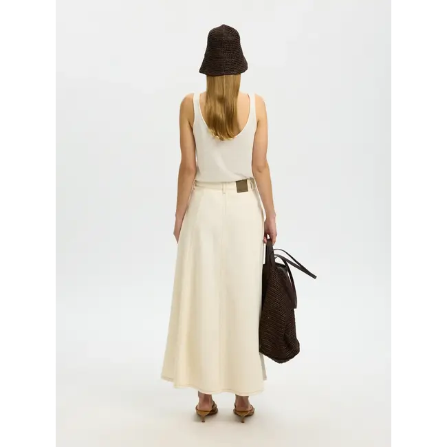 TENNA LONG DENIM SKIRT Egret