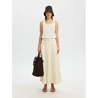 Selected Femme TENNA LONG DENIM SKIRT Egret