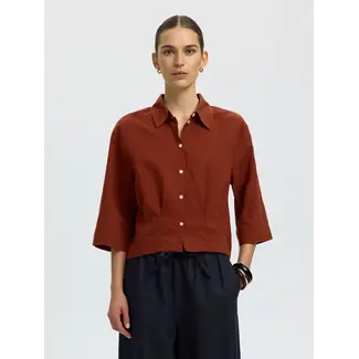 Selected Femme CLEO CROPPED SHIRT Cherry Mahogany
