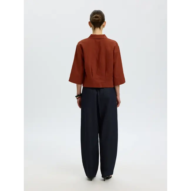 CLEO CROPPED SHIRT Cherry Mahogany