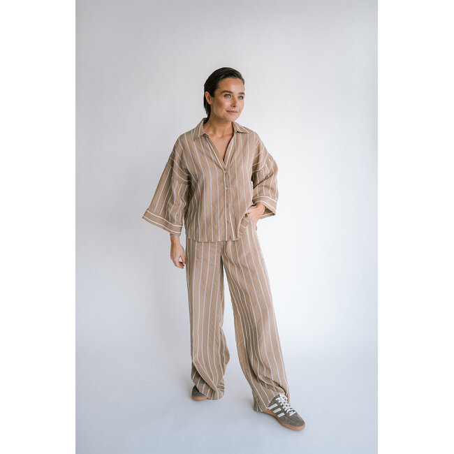 MANU BLOUSE Taupe Stripe