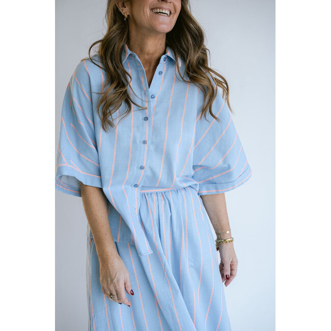 MORRIS BLOUSE Blue Orange