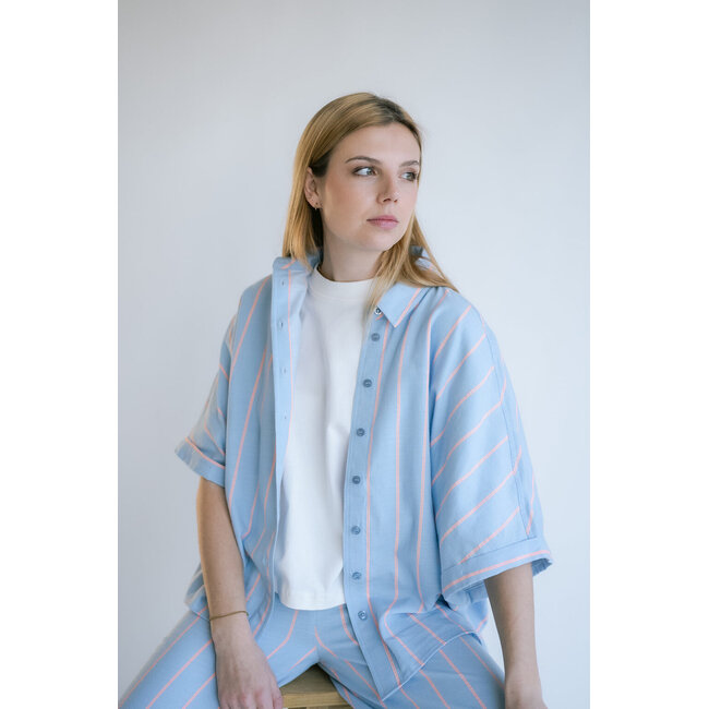 MORRIS BLOUSE Blue Orange