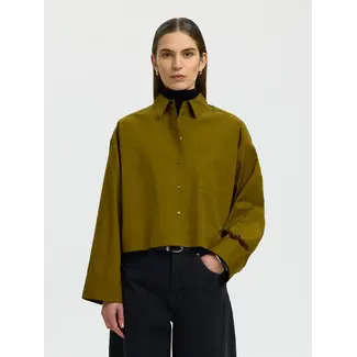 Selected Femme ASTHA CROPPED BOXY SHIRT Fir Green