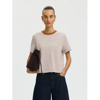 Selected Femme ESSENTIAL BOXY STRIPED SHIRT Toffee