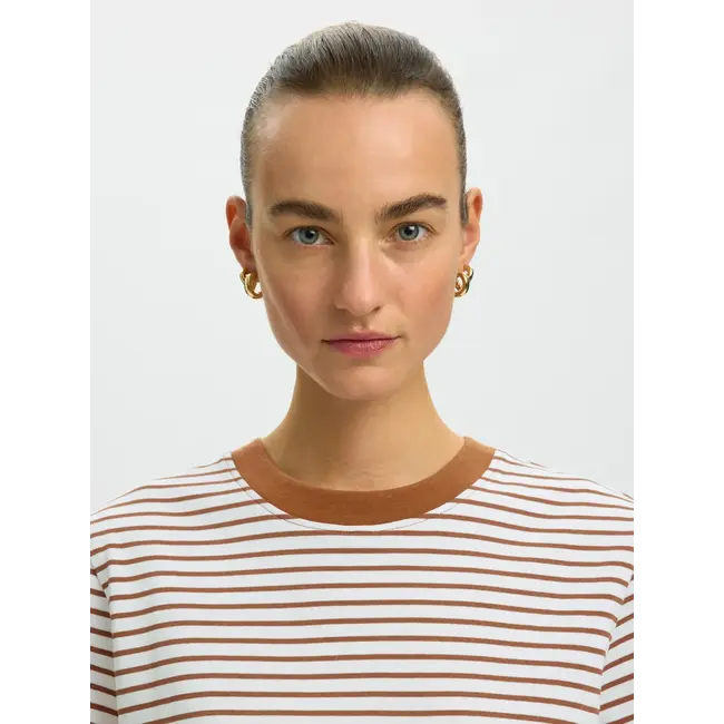 ESSENTIAL BOXY STRIPED SHIRT Toffee