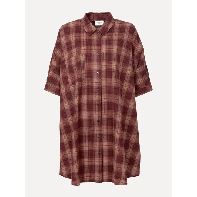 ROGERS CHECK DRESS Bordeaux