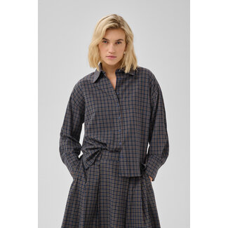 My Essential Wardrobe LENNIE BOXY CHECK SHIRT Dark Sapphire