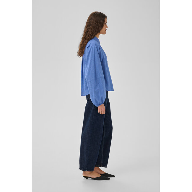 LUCY HIGH BARREL JEANS Dark Blue