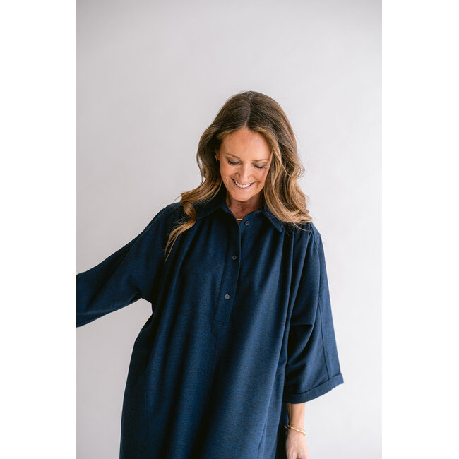 IVY DRESS Solid Navy