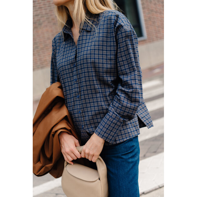 LENNIE BOXY CHECK SHIRT Dark Sapphire