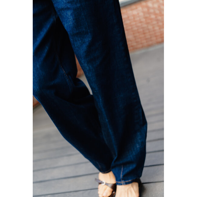 LUCY HIGH BARREL JEANS Dark Blue