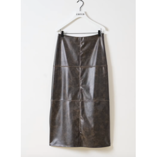 Edited JELLA PU SKIRT Dark Brown Washed