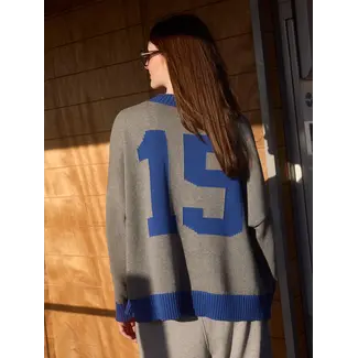 Les Soeurs MAIA CARDIGAN Grey/Royal Blue