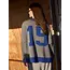 MAIA CARDIGAN Grey/Royal Blue