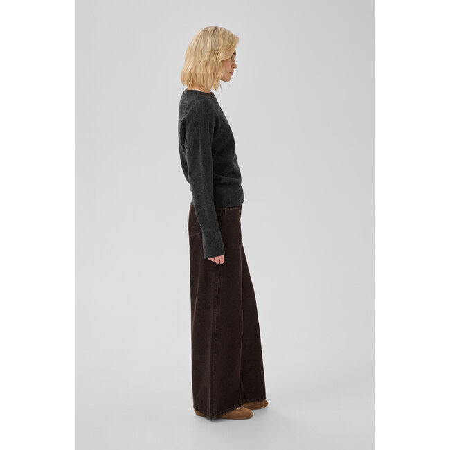 AVA HIGH WIDE JEANS Dark Brown