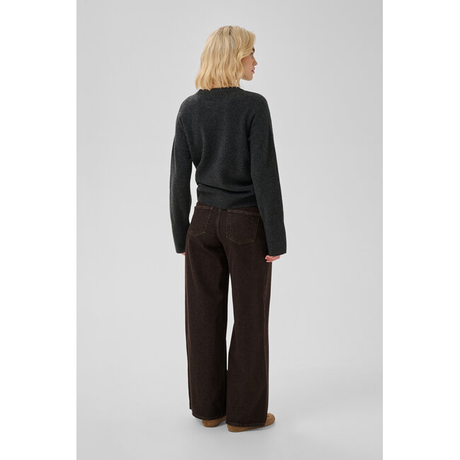 AVA HIGH WIDE JEANS Dark Brown