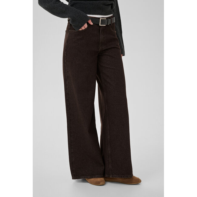 AVA HIGH WIDE JEANS Dark Brown