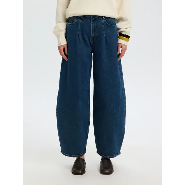 NANET BARREL JEANS Mid Blue