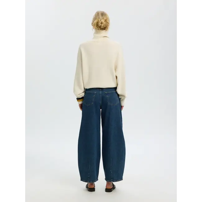 NANET BARREL JEANS Mid Blue