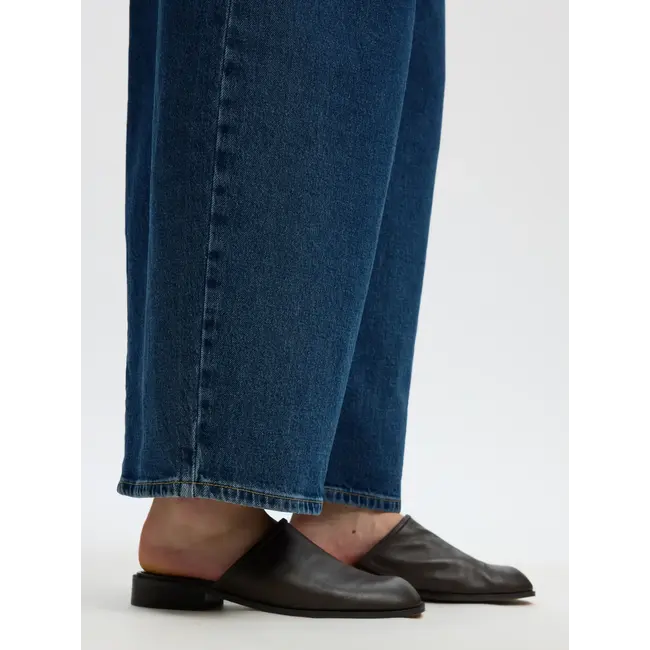 NANET BARREL JEANS Mid Blue