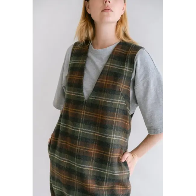 IBO DRESS Moss Green Check