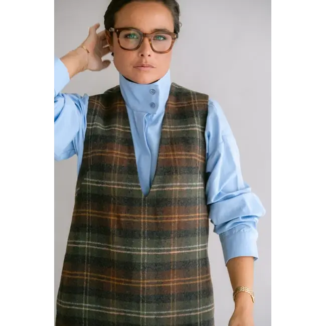 IBO DRESS Moss Green Check