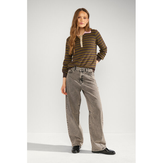 LUCINDA STRIPE PULLOVER Black Coffee