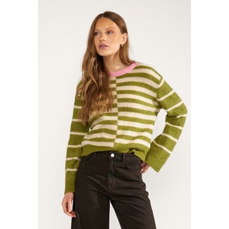 NÜMPH RIETTE BLOCK STRIPE PULLOVER Calla Green