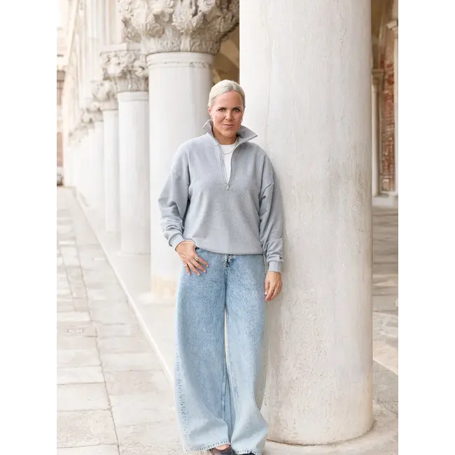 JAMES ZIPPER SWEATER Grey Melange