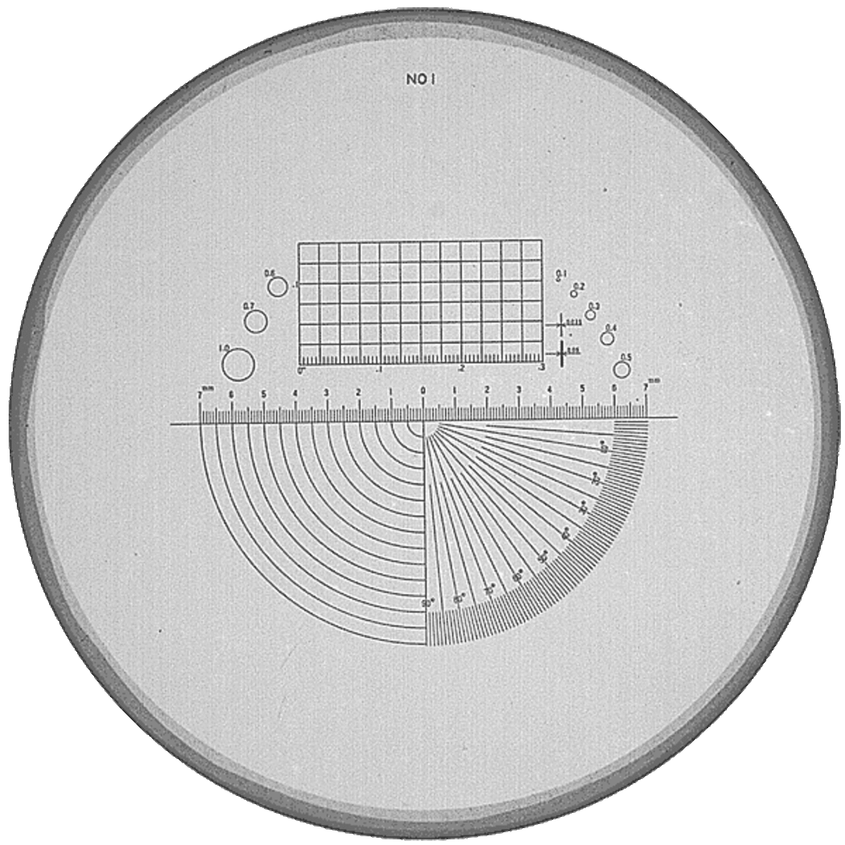 Scales for measuring loupes from 15x to 30x magnification in black