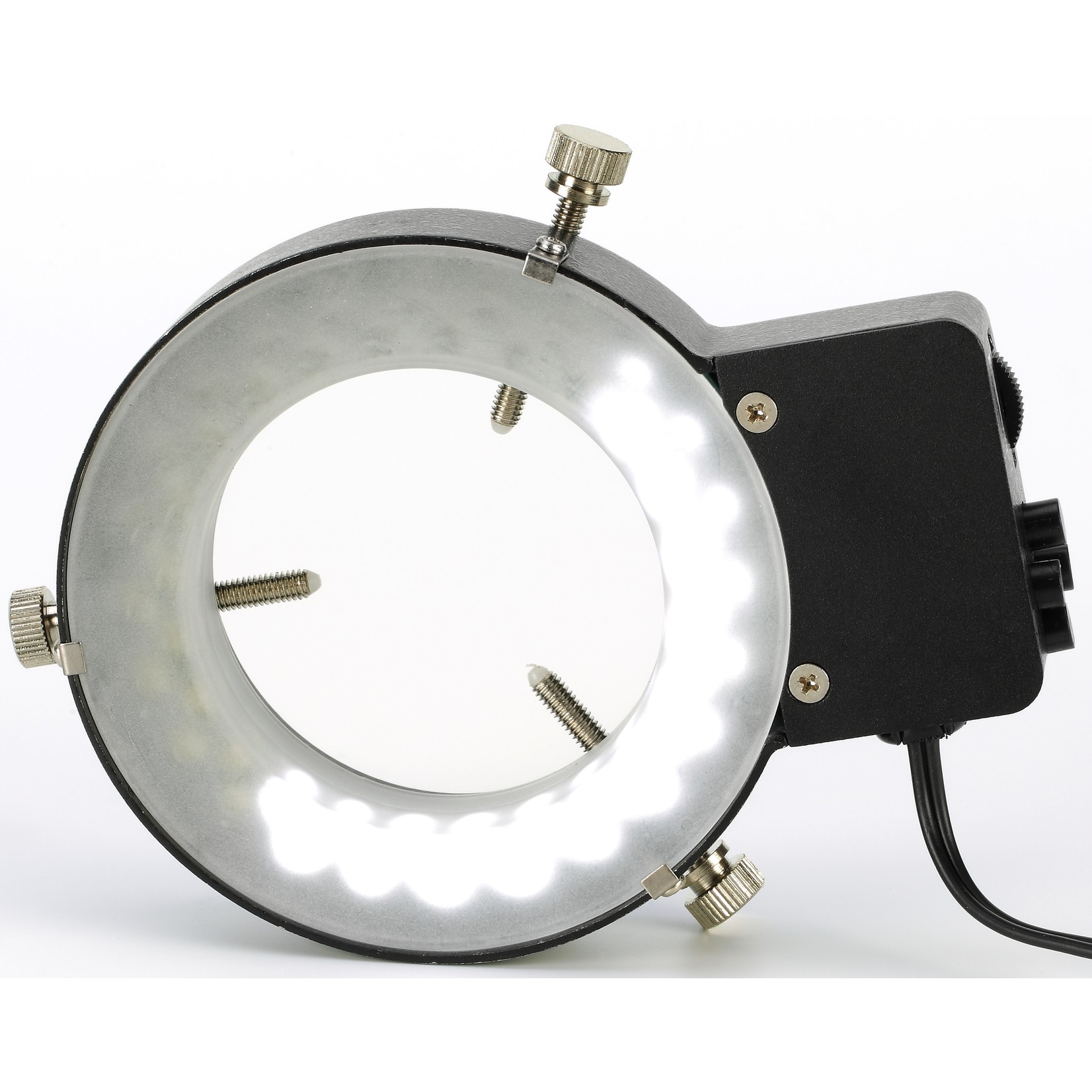 LED ring light with 144 LEDs, diffuser, dimming and segment switching