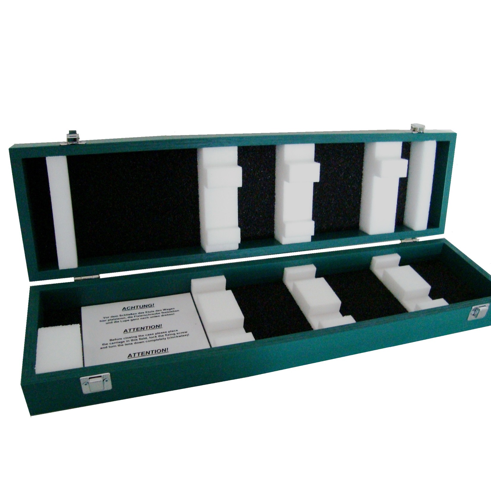 Wooden box fully equipped with holders