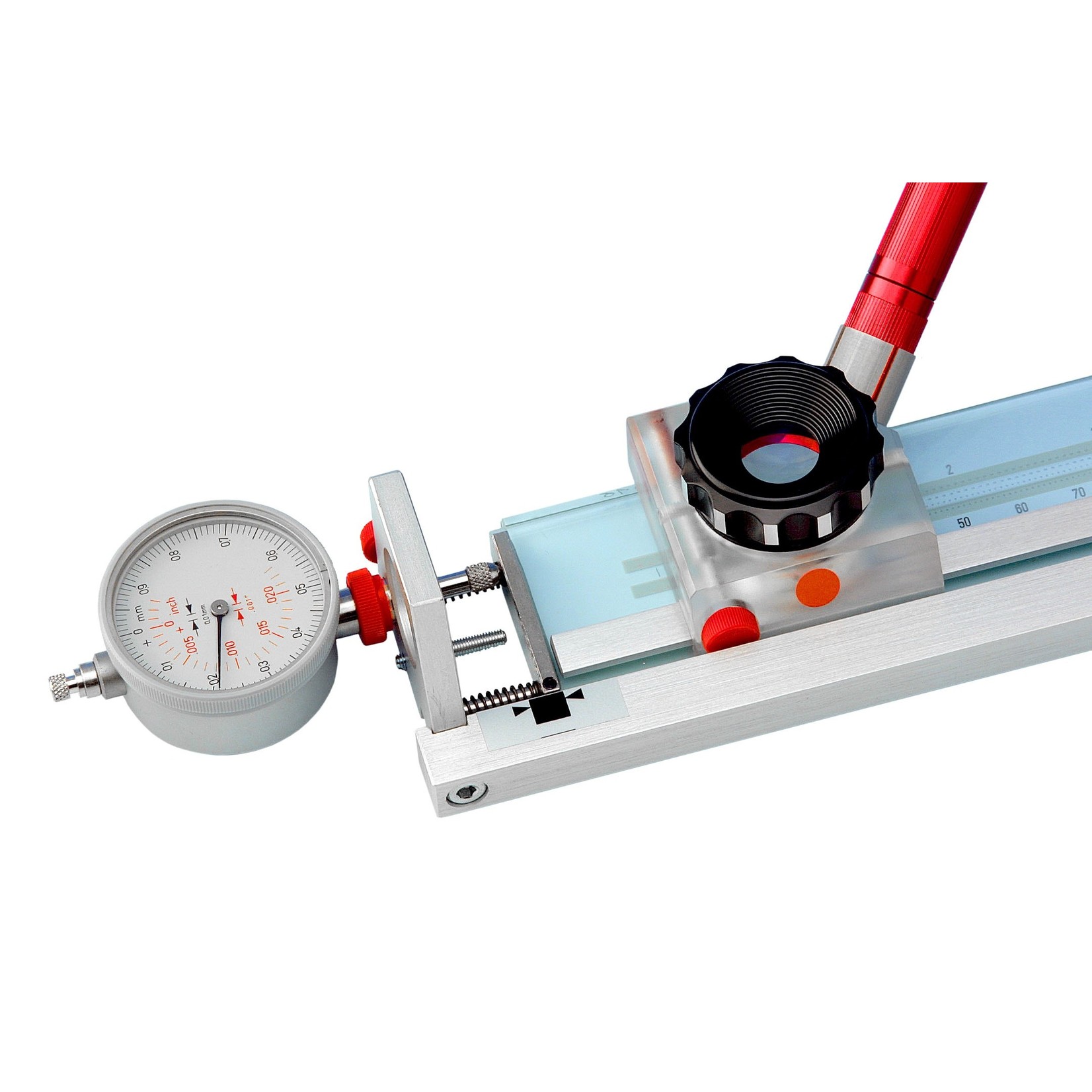 The precision glass measuring rod with additional dial gauge