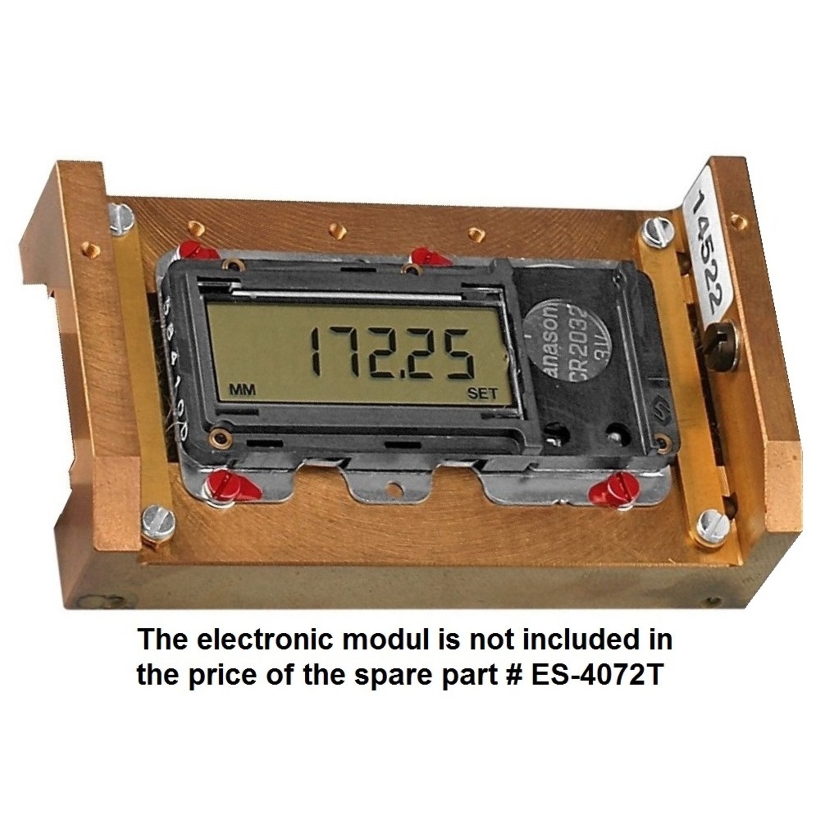 Mounting carriage for electronics and magnifying plate made of brass adapted to E-Scale