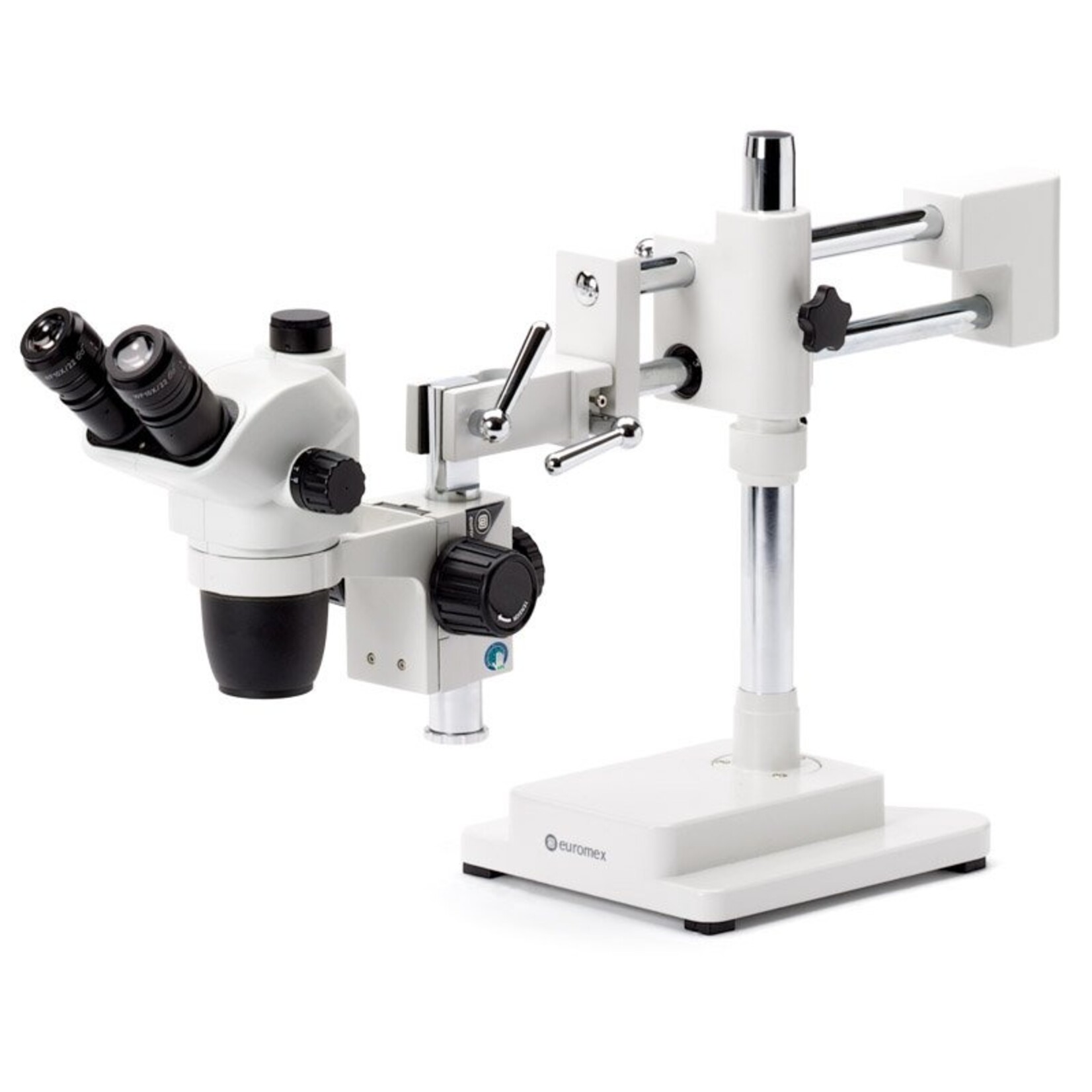 Trinocular stereo zoom microscope NexiusZoom EVO-DFS, 0.65x to 5.5x zoom objective, magnification from 6.5x to 55x