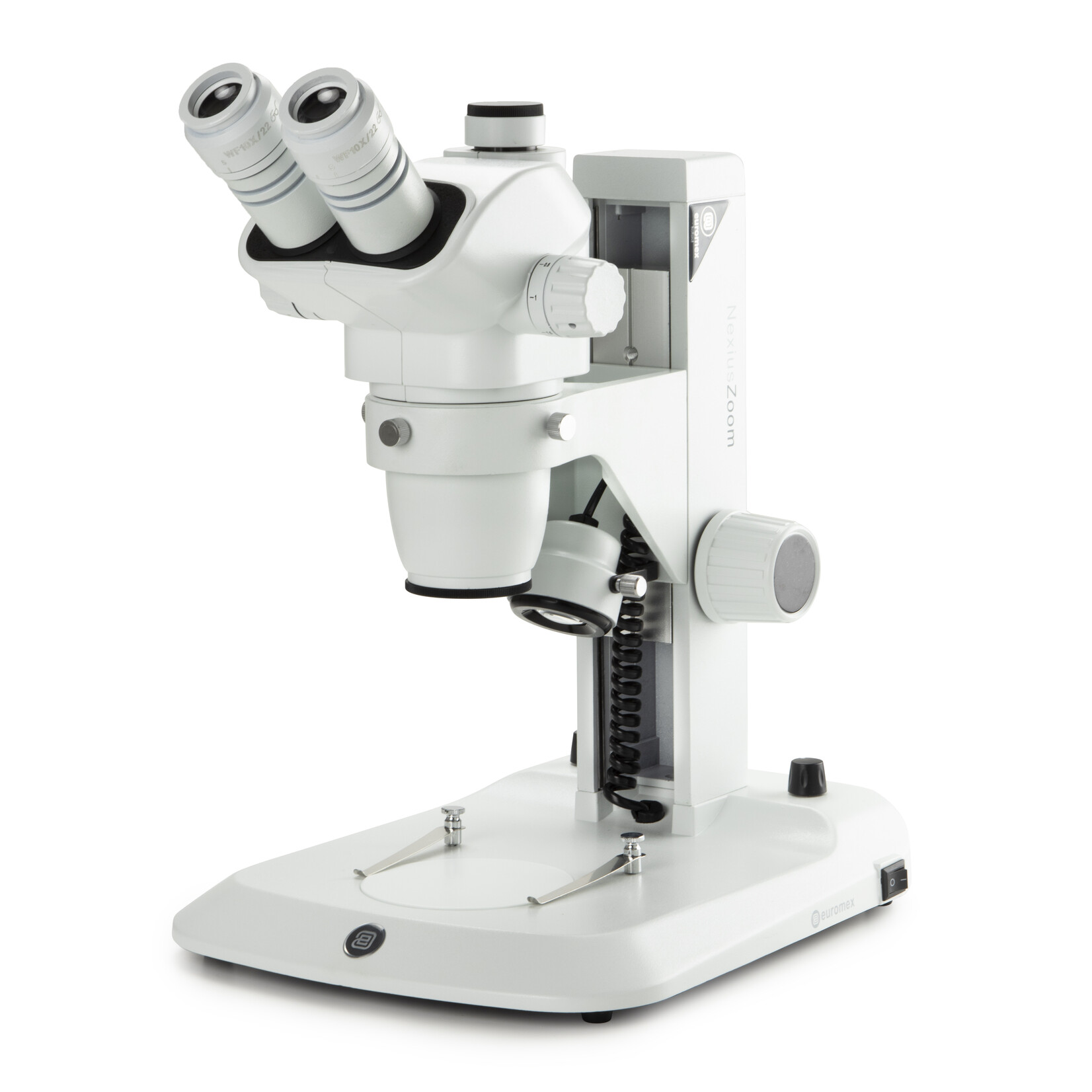 Microscópio trinocular estéreo com zoom NexiusZoom EVO, objetiva com zoom de 0,65x a 5,5x