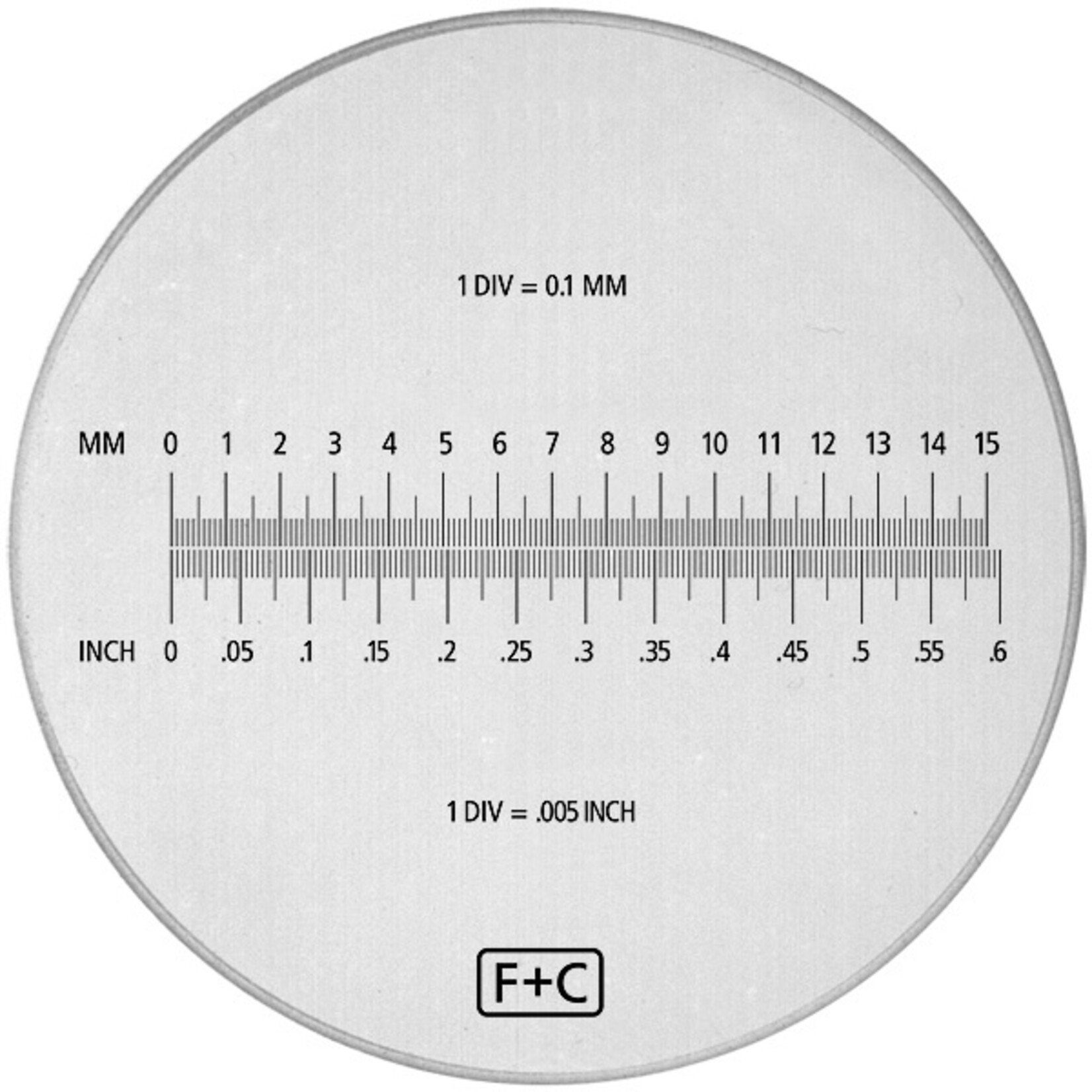 Echelle de rechange loupe de mesure F & C avec graduation 0,1 mm + 0.005"