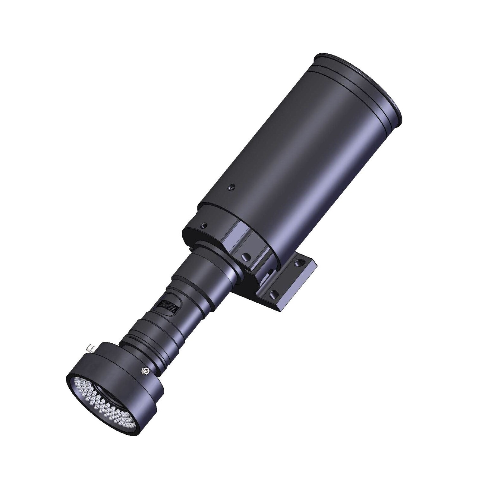 Óptica de zoom com luz de anel de LED para instalação em suportes ou máquinas trituradoras