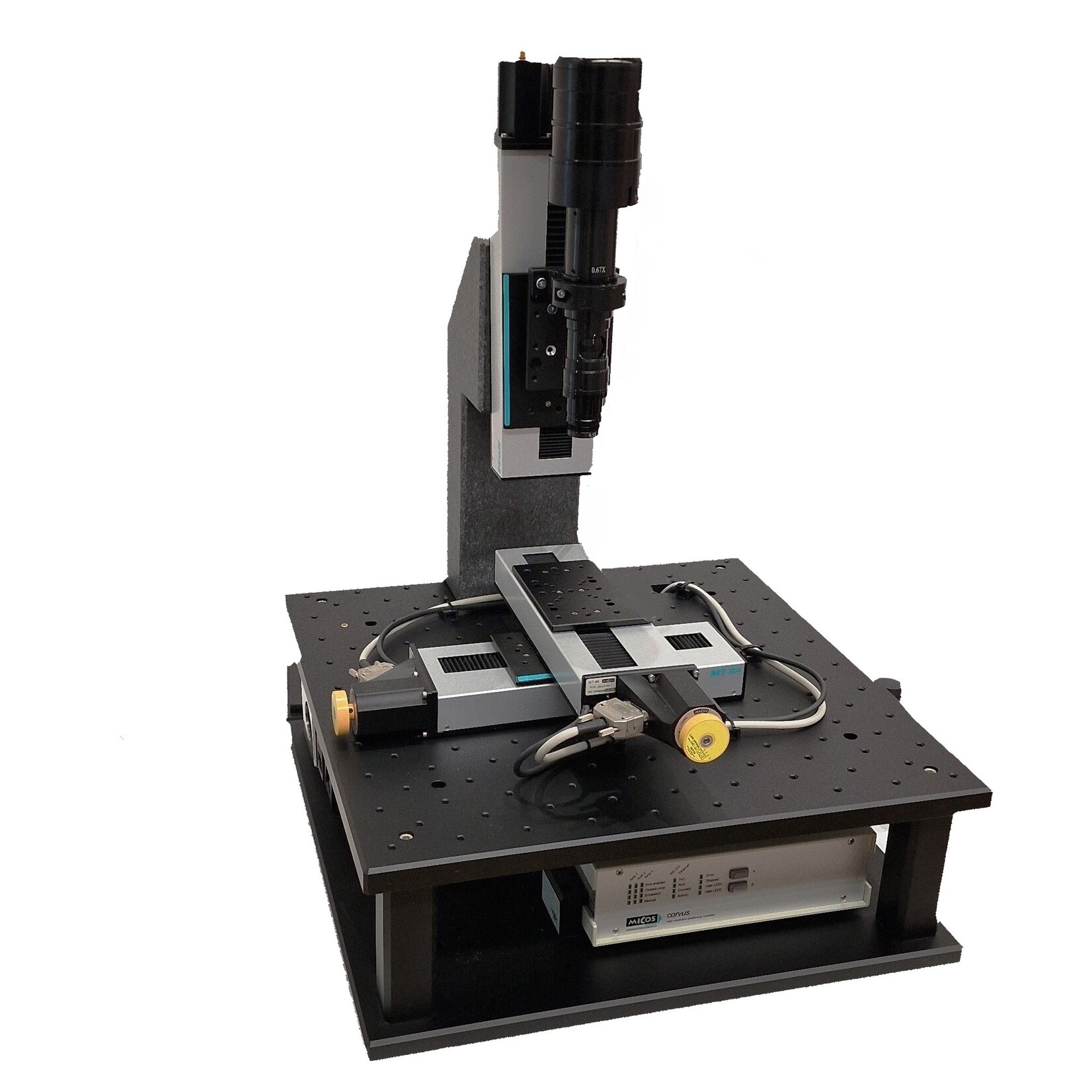 Special measuring system with motorized axes and measuring systems in X, Y, and Z, including zoom optics