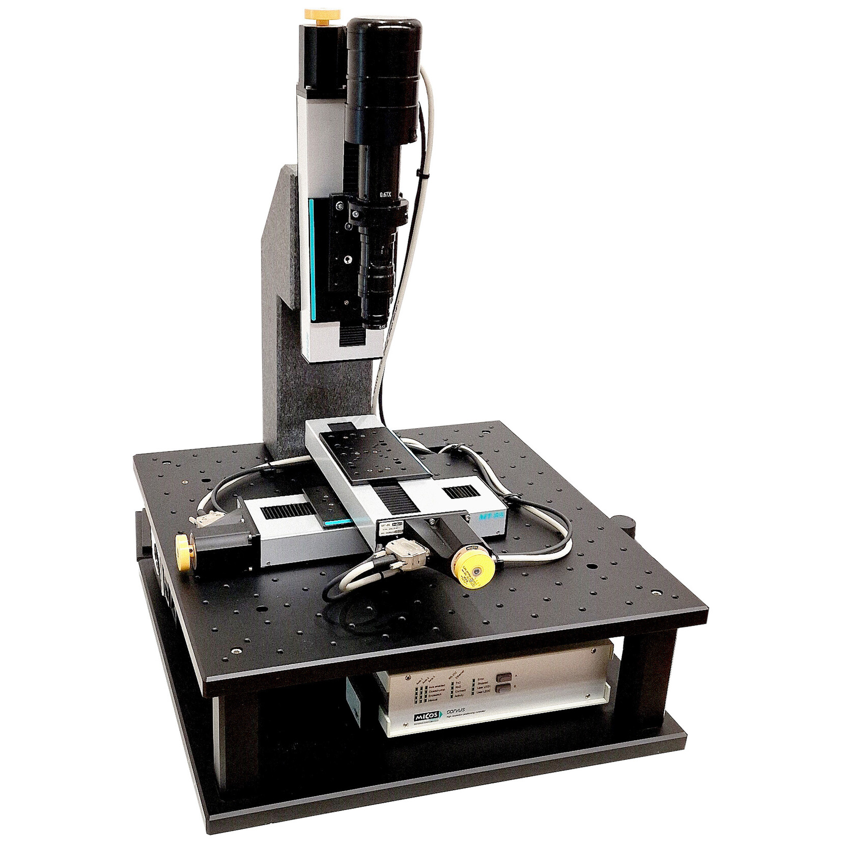 Special measuring system with motorized axes and measuring systems in X, Y, and Z, including zoom optics
