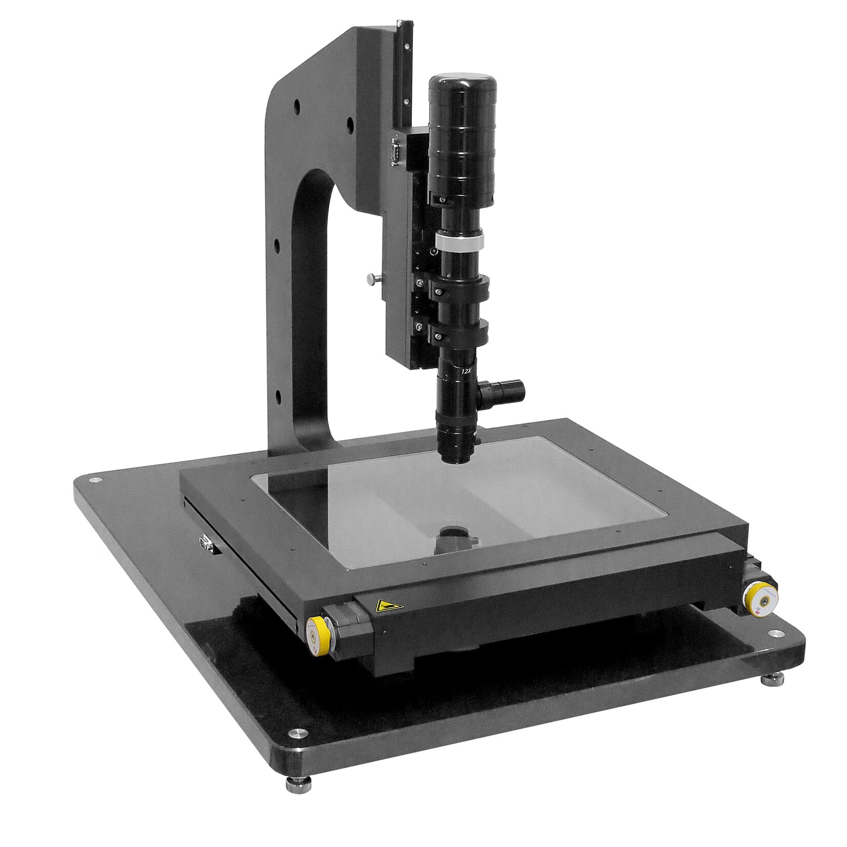 Microscopio de vídeo con óptica zoom, mesa de medición en cruz y software de medición