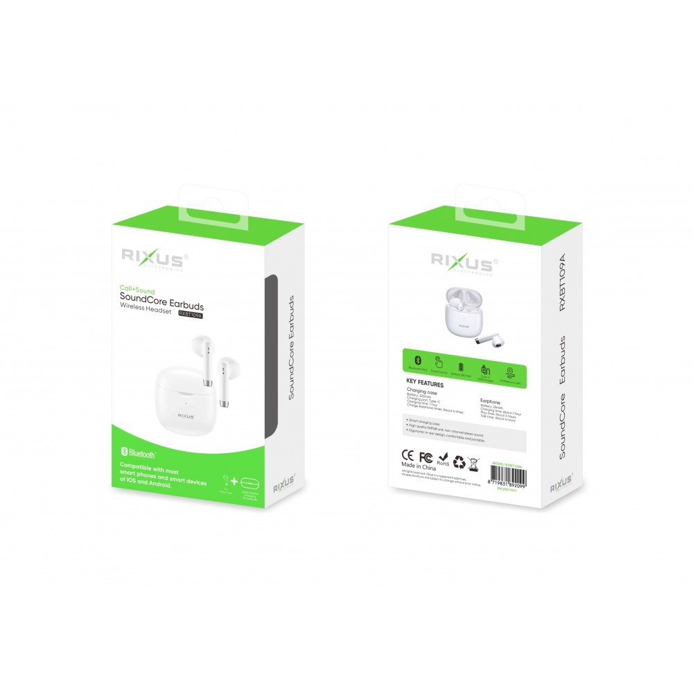 Rixus SoundCore Bluetooth Headset RXBT109A (white)
