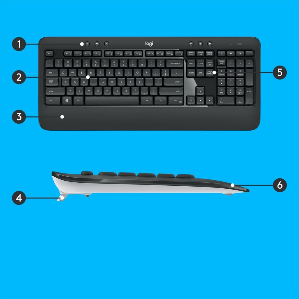MK540 toetsenbord RF Draadloos QWERTY US International Zwart, Wit