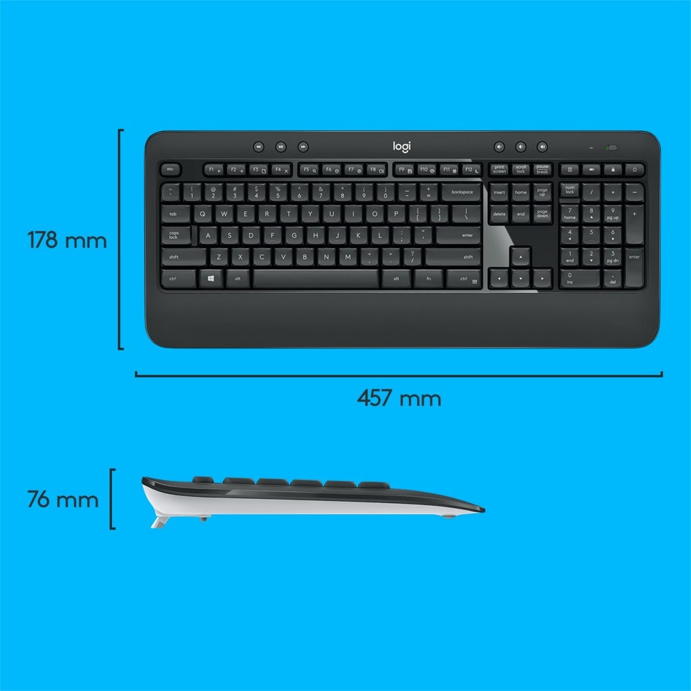 MK540 toetsenbord RF Draadloos QWERTY US International Zwart, Wit